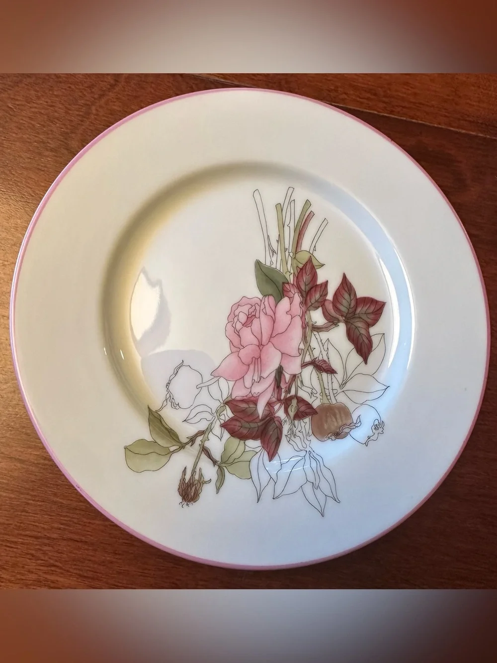 Set of 6 Watercolors Block Spal Geranium Poppy Rose + Bread/Dessert Plates 6.25
